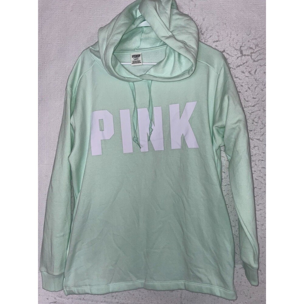 Victoria Secret PINK Pullover Hoodie Womens M fleece OVERSIZED Mint green